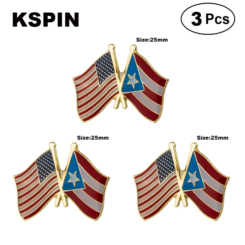 U.S.A. &  Puerto Rico Frendship Lapel Pin Brooches Pins Flag badge Brooch Badges