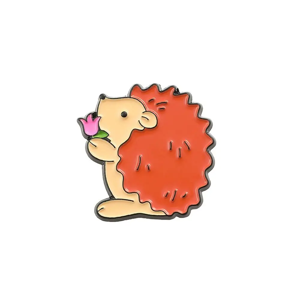 French Horn Tuba Alloy Personality Baking Paint Cartoon Hedgehog Brooch Enamel Badge Backpack Decoration Musician Audience Pin