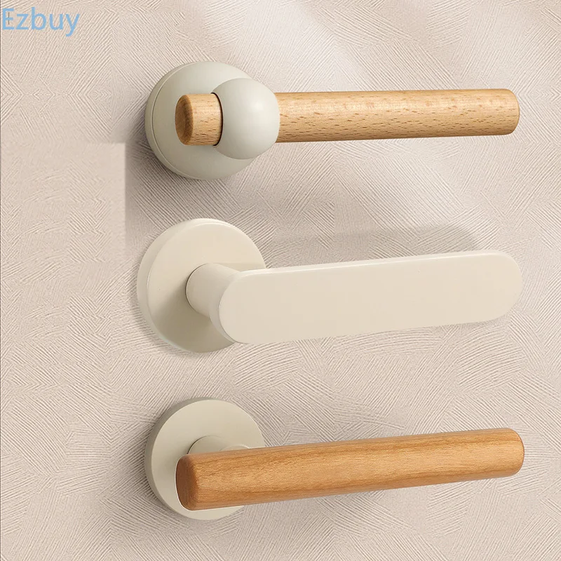 (1 set) Milk White Door Lock Universal Indoor Bedroom Door Room Lock Split Magnetic Suction Silent Wooden Door Handle Hardware