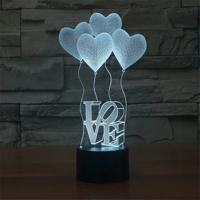 3D Love Balloons Light 7 Colors Change Art Sculpture Light USB Powered a Great Nightlight with a Soft Glow for Kids Gifts