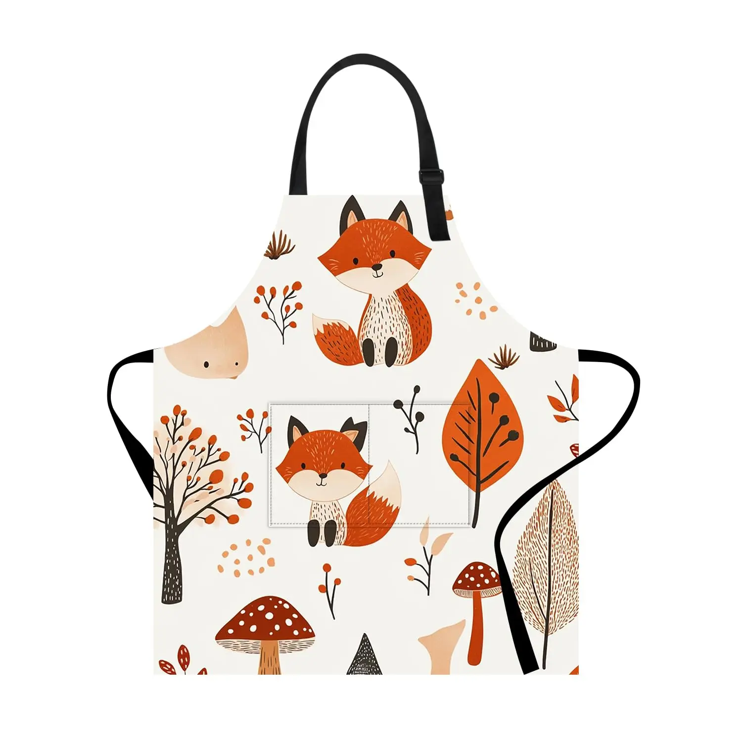 

Cute Fox and Autumn Leaves Apron – Waterproof Oil-Resistant Kitchen Apron with Adjustable Neck Strap Perfect for Cooking Baking