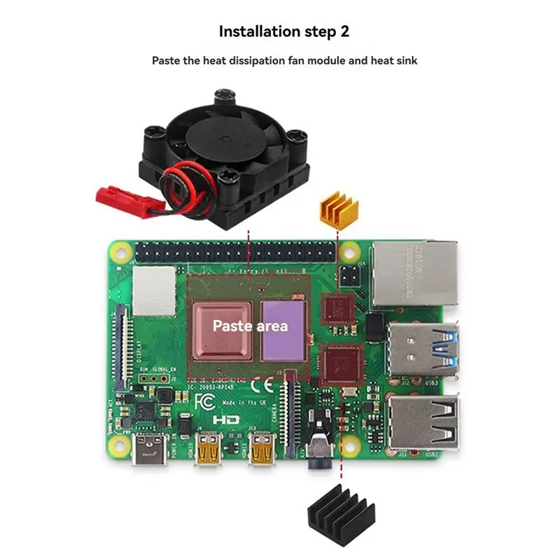 Superior For Raspberry Pi 4B Cooling Fan Kit With Aluminum Heat Sink And Silicone Pad Enhanced Cooling For Optimal Performance