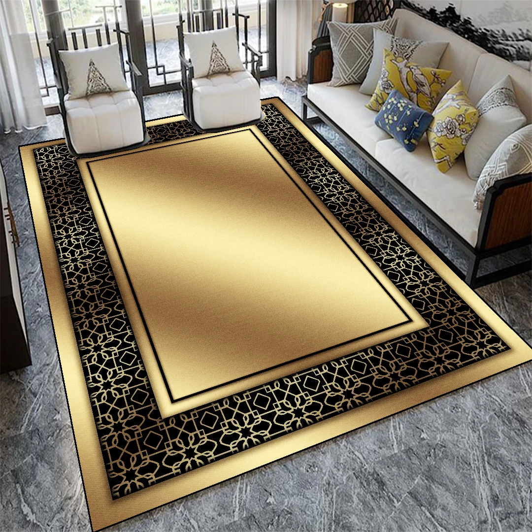 Luxury Oriental Carpet for Living Room Washable Golden Decoration Home Floor Mats 200x300 Soft Non-slip Large Area Rugs Office