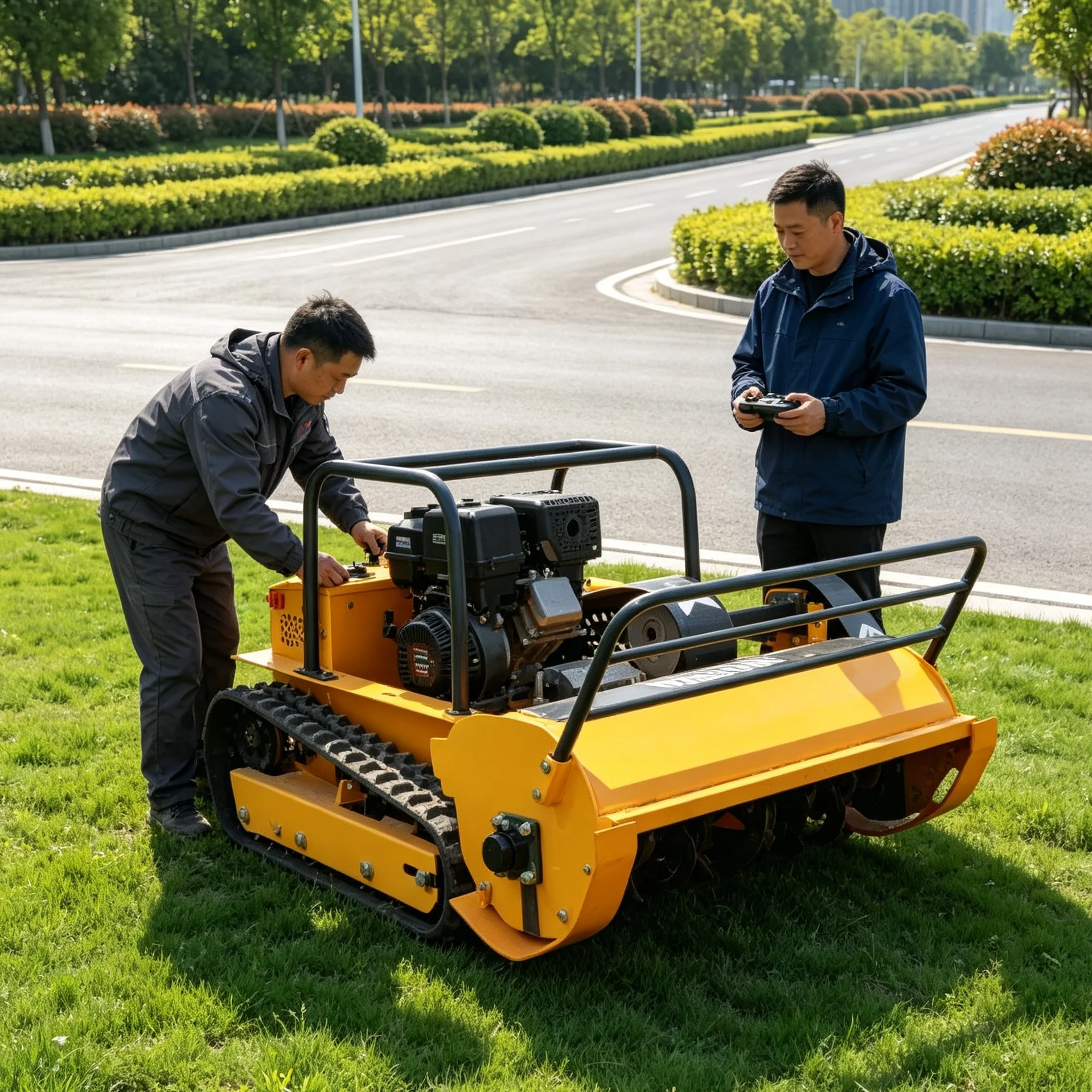 Customized wireless four‑stroke lawn mower robot, GPS memory route, work automatically on large villa lawn area