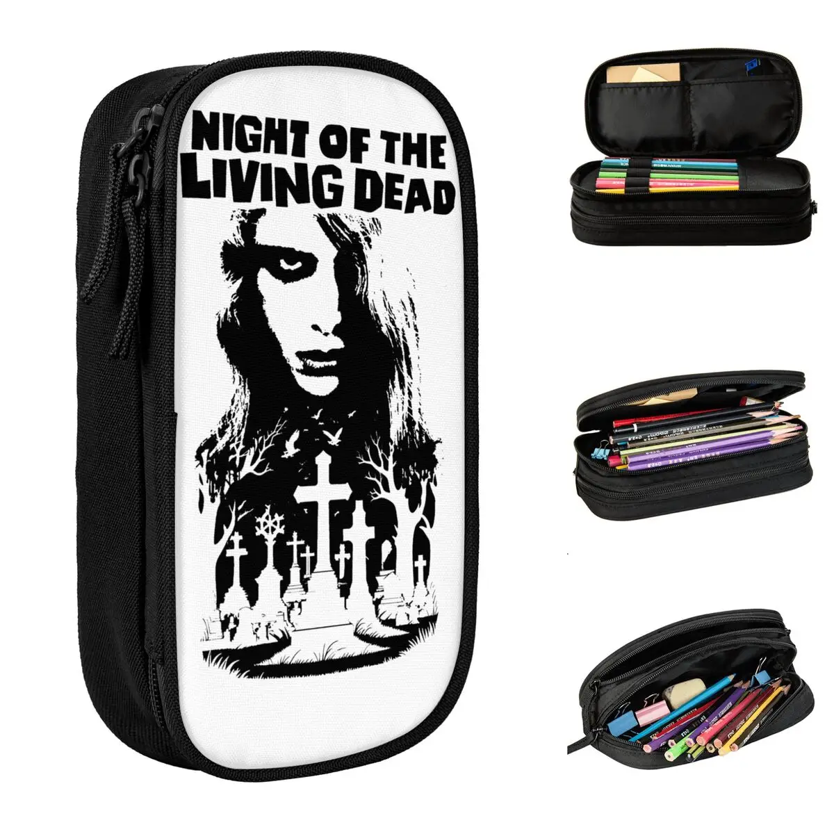 Night Of The Living Dead Pen Box Double Layer Large-capacity Kids School Supplies Pencil Bag Suprise Gift