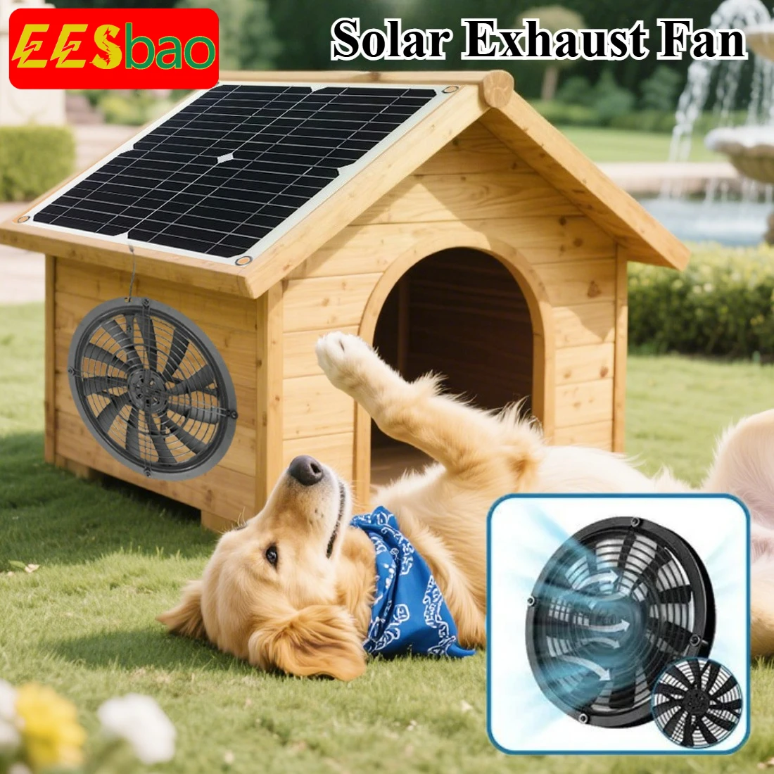

20W-30W High Efficiency Solar Exhaust Fan for Greenhouse/Dog House/RV - Auto Ventilation Weatherproof W/Solar Panel | EESBAO