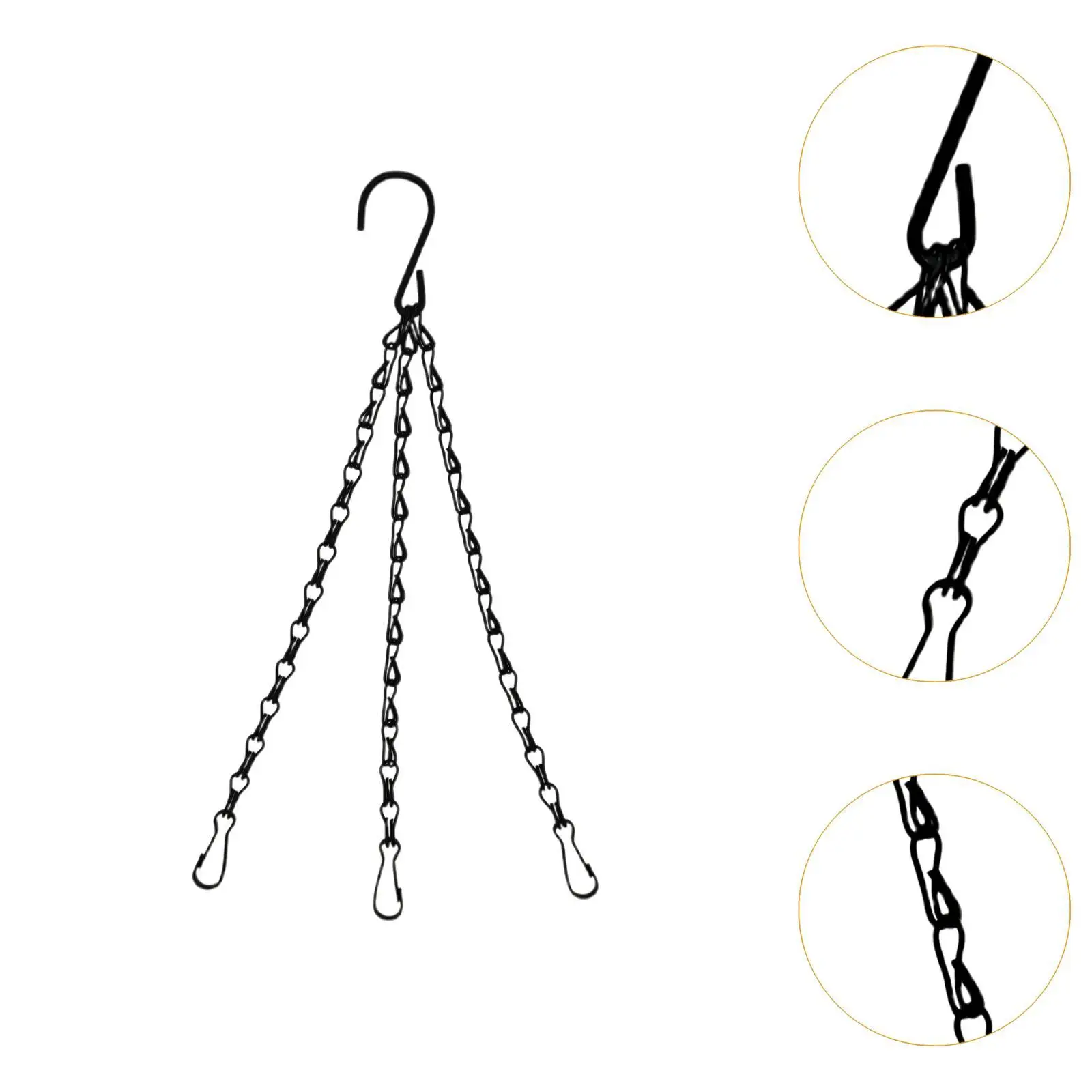 Hanging Basket Chain Iron 40cm 3 Hook Flower Pot Hanger Rust Resistant for Outdoor Planter Baskets and Bird Feeders