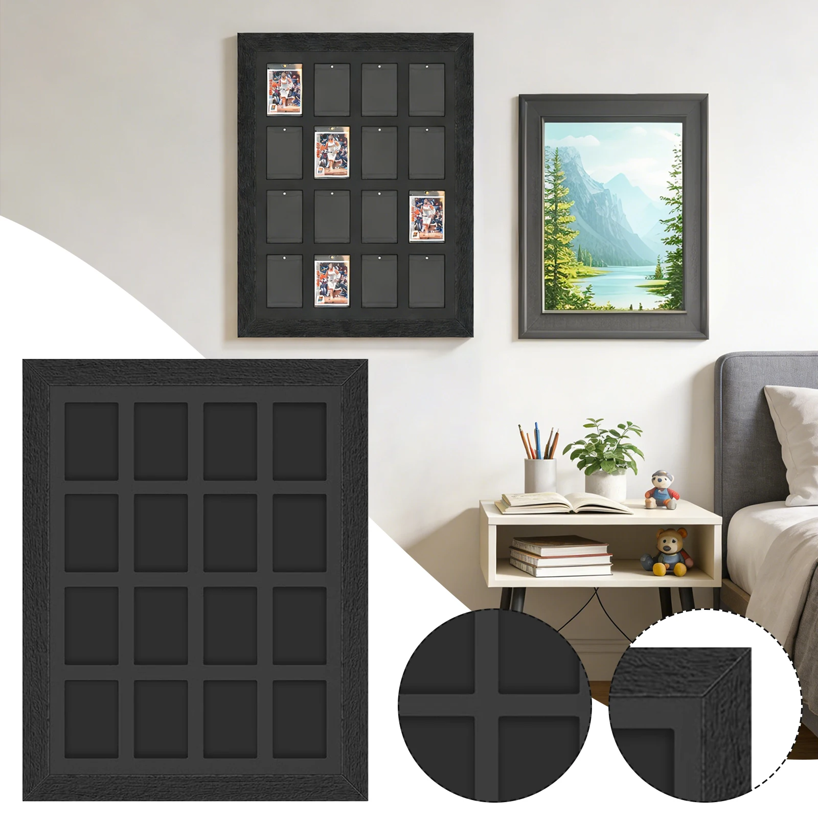 Sports Card Display Frame Wall Mounted Card Slab Holder for 35-360Pt Trading Cards Collectible Card Storage Display Holder