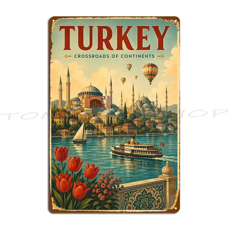 Turkey Hagia Sophia Blue Mosque Travel Vintage Metal Sign Kitchen Club Bar Rusty Kitchen Custom Tin Sign Poster
