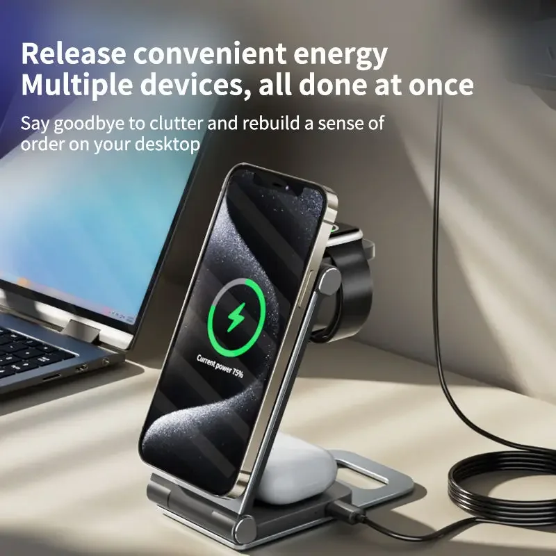 3 in 1 Wireless Charger Dock Station for iPhone,for Apple Watch,for AirPods Pro/3