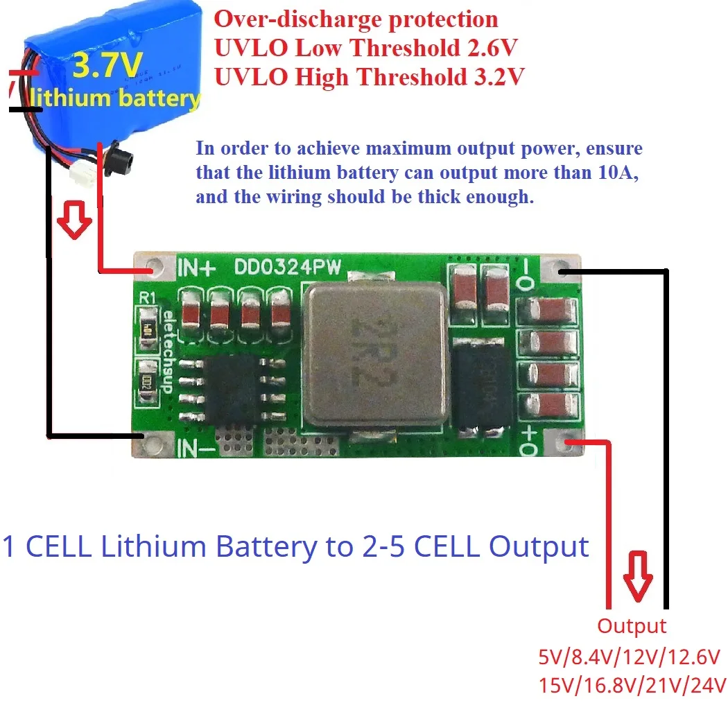 8A Size High-power DC DC Boost Converter 3.7V 4.2V 5V To 8.4V 12.6V 16.8V 21 12V 15V 24V Step-Up Voltage Regulator DD0324PW DIY