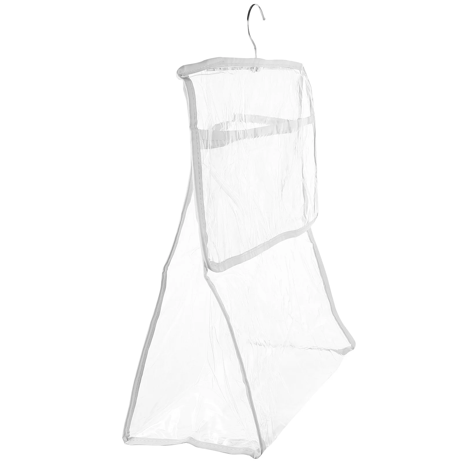 

Stylish Transparent Bathroom Hanging Bag Snap Buttons Large Capacity Clothes Storage Organizer Home Dorm Hotel Use Reinforced