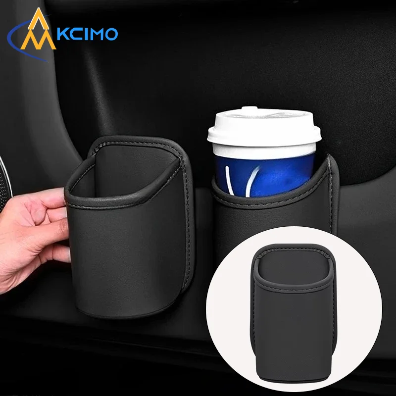 

PU Leather Universal Car Door Cup Holder, Back Seat Hanging Drink Organizer, Anti-Slip Waterproof Storage Box for Auto Interior
