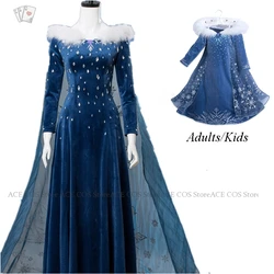 Ice Winter Queen Anime Princess Cosplay Costume Elsa Blue Fantasia Suit Halloween Party Women Girl Ball Dress up Stage Uniforms