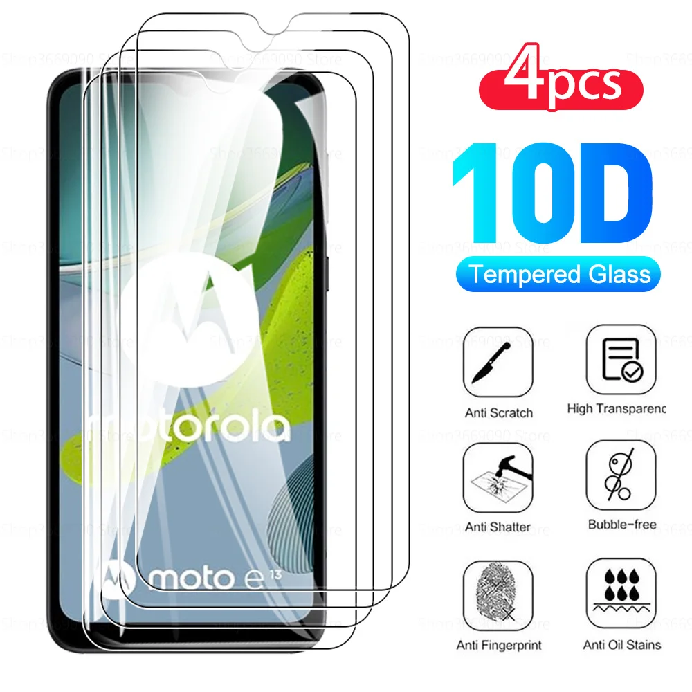 4PCS 9H Tempered Film Case For Motorola Moto E13 Screen Protector MotorolaE13 Moto E 13 13E MotoE13 Safety Protective Film Cover