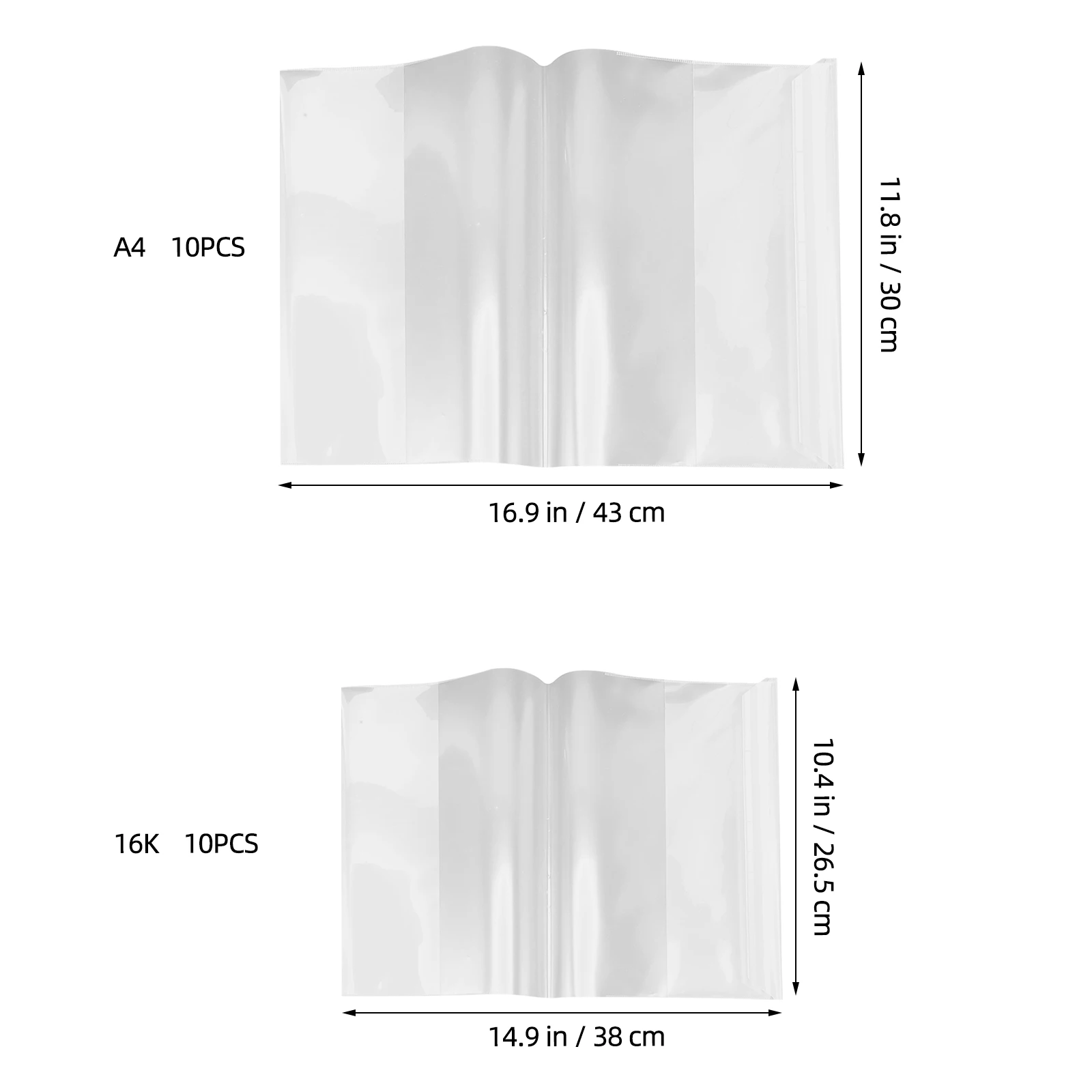 

20 Pcs Detachable Book Wrap Sleeve Study Plastic Covers for Clear School