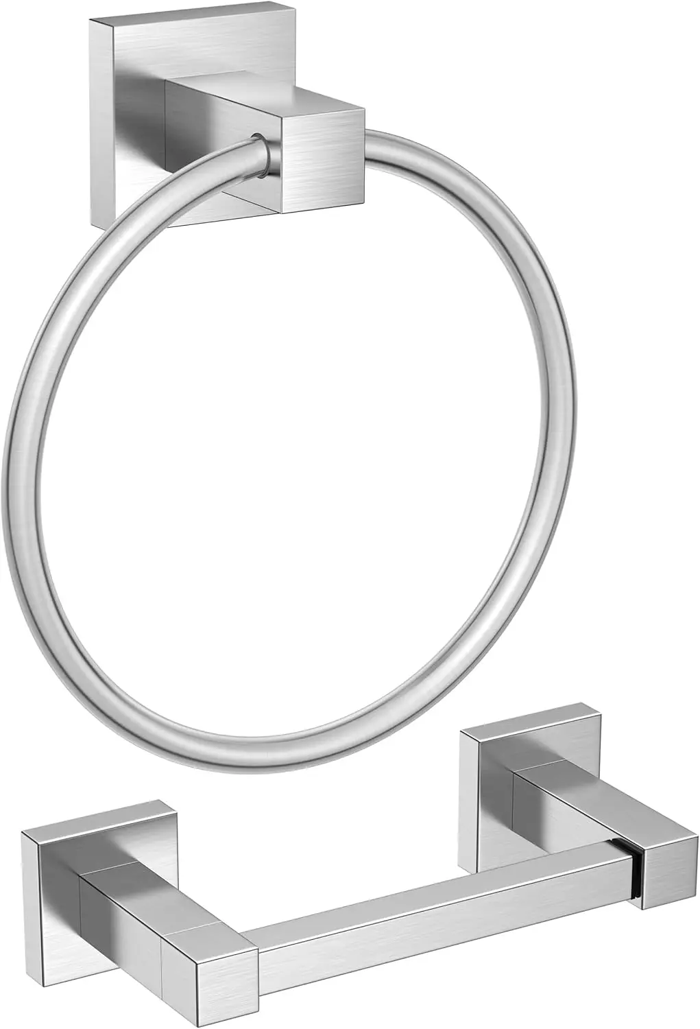 

Toilet Paper Holder and Hand Towel Ring Set, SUS 304 Stainless Steel Double Post Pivoting Tissue Roll Holder Wall Mount,