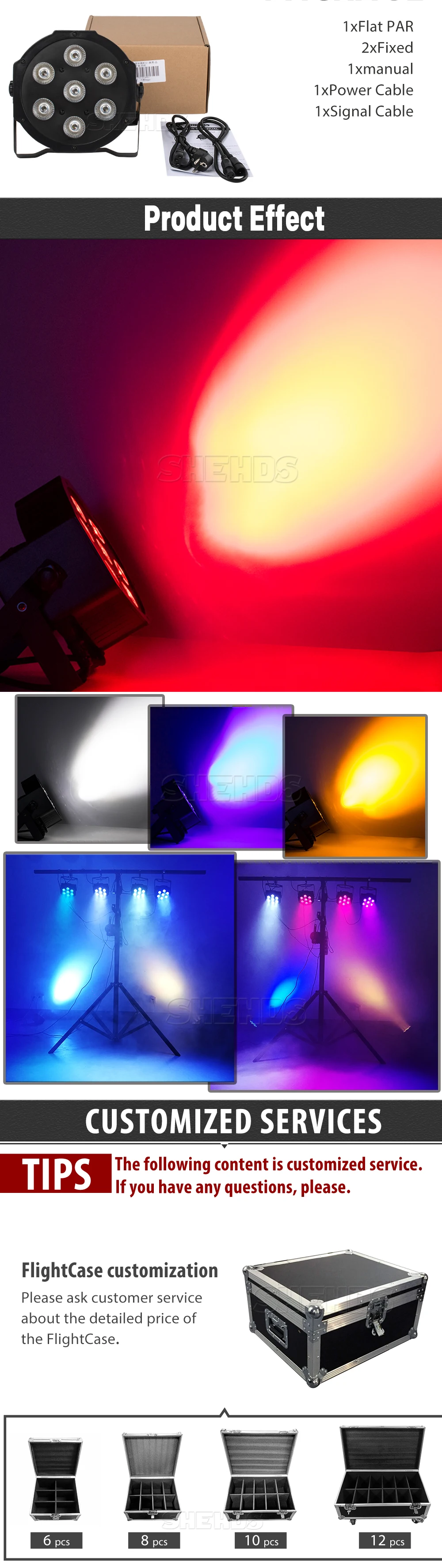 SHEHDS Festen Stecker 7x12W RGBW 4in1/7X18W RGBWA + UV 6in1 Mobile stecker LED Par Licht Für DJ Disco Party Weihnachten Dekoration – Detail 12