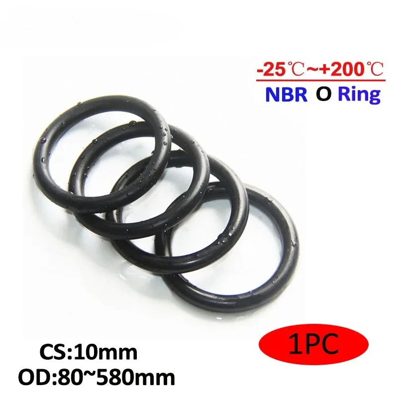 1PC Rubber Ring Black NBR Sealing O Ring CS 10mm OD80-580mm O-Ring Seal Oil Ring Gaskets Washer Heat Resistance 100°