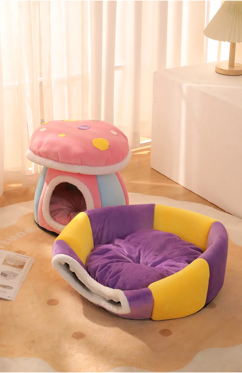 Cat Cave Bed Dog House Kennel Washable Soft with Cushion Easy to Clean Fully