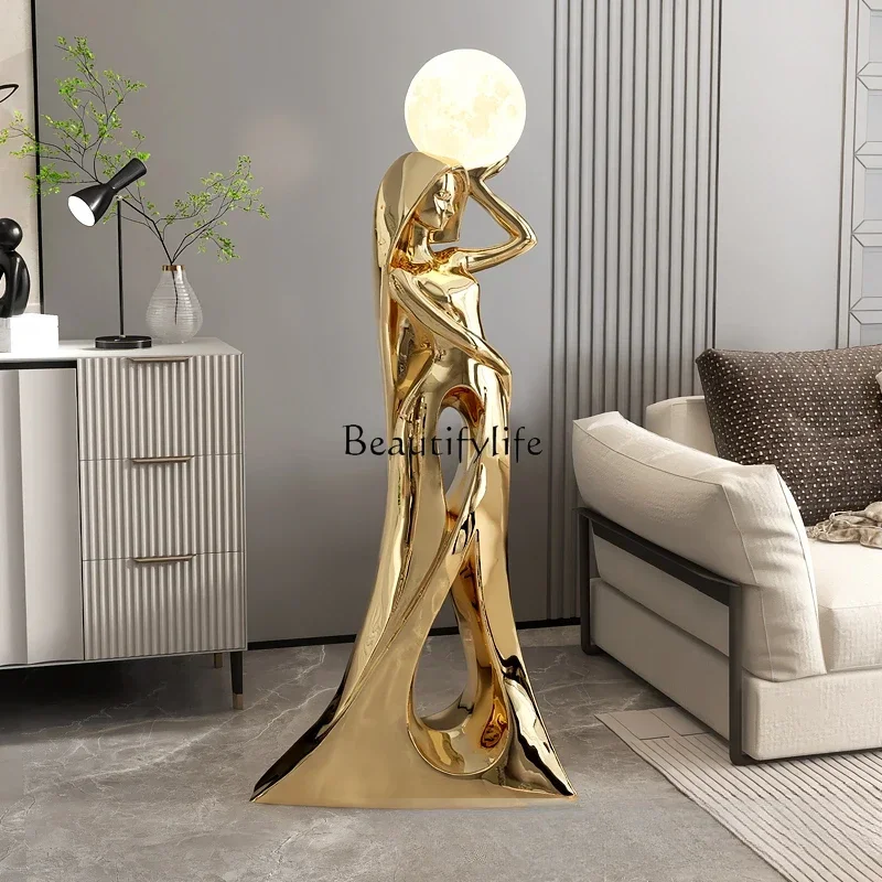 88.Light luxury high-end art living room floor ornaments can shine