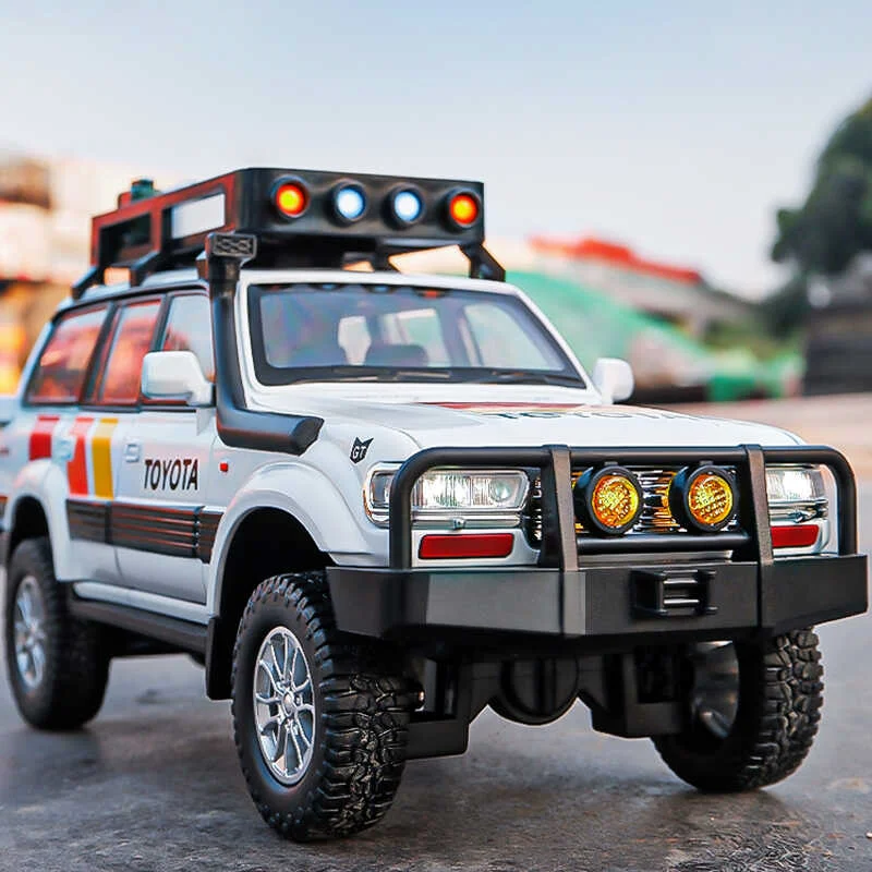 1/24 도요타 랜드 크루저 LC80 합금 자동차 모델, 다이캐스트 금속 오프로드 차량, 시뮬레이션 사운드 및 라이트, 어린이 장난감 선물