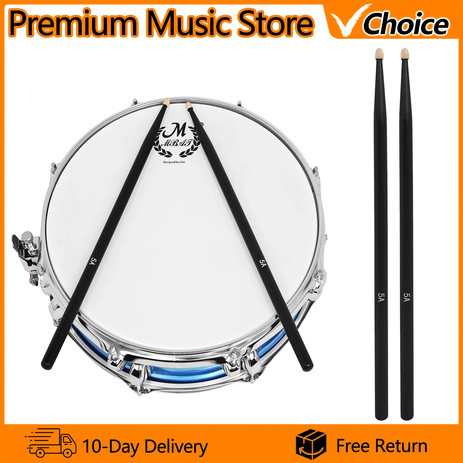 5a-maple-drumsticks-bulk-brick-12-pairs-durable-black-wood-tip-drum-sticks-lightweight-balanced-for-practice-rehearsal-stage