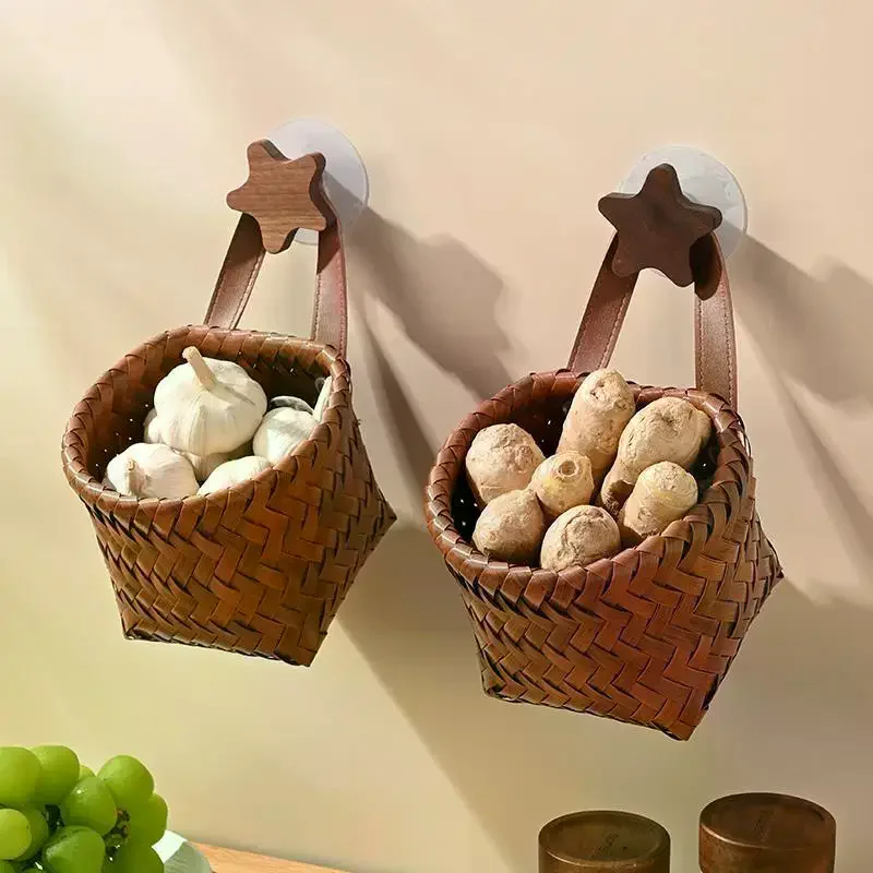 Practical Bohemian Wall Hanging Basket for Storing Kitchen Essentials