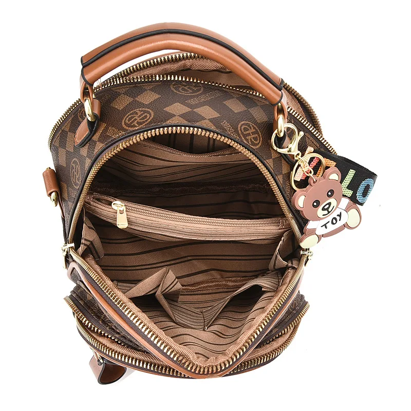 Brand Luxury Backpacks Soft Leather Waterproof Bagpack Preppy Style Young Student Bags Multifunction Mochilas Feminina Sac A Dos image 5