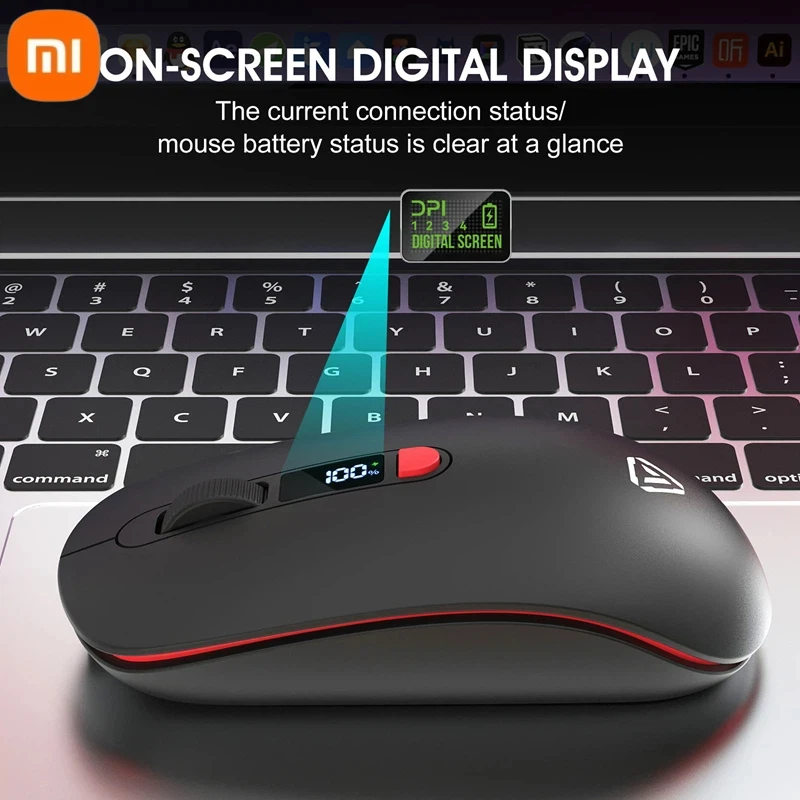 

Xiaomi Wireless Bluetooth Mouse with Battery Level Display 500mAh Long Life Silent Click 3200DPI Portable for Computer Office