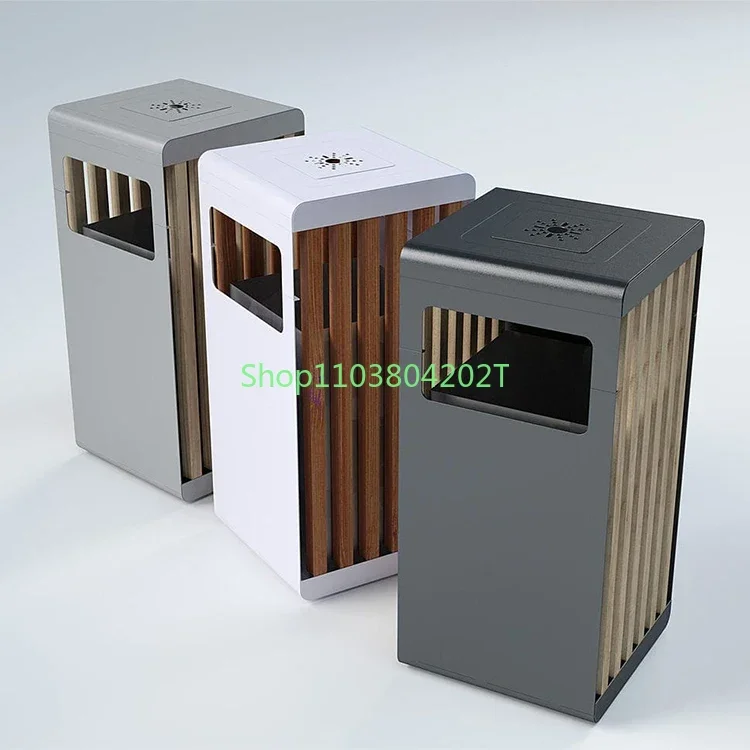 

metal+wood sorting waste recycling bin single trash can small outside garbage bins for sale