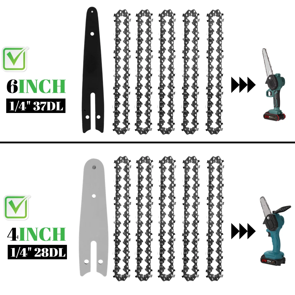 12 PCS 4/6 Inch Mini Steel Chainsaw Chains Electric Chainsaws Accessory Guide Plate Chains Replacement Mini Chainsaw Chains