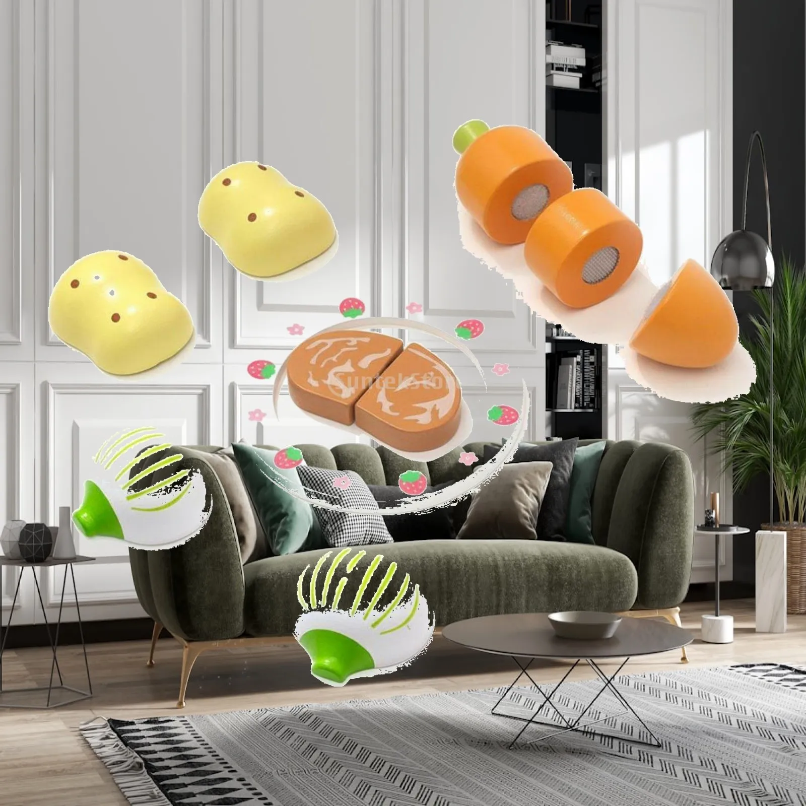 Wooden Play Food Assorted Treats Creative Learning Boost for Toddlers