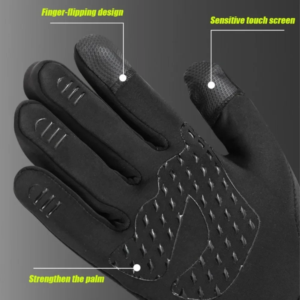 الشتاء الوجه نمط عاكس سستة جيب قفازات ركوب الدراجات، شاشة تعمل باللمس قفازات دافئة، قفازات مقاومة البرد في الهواء الطلق #4