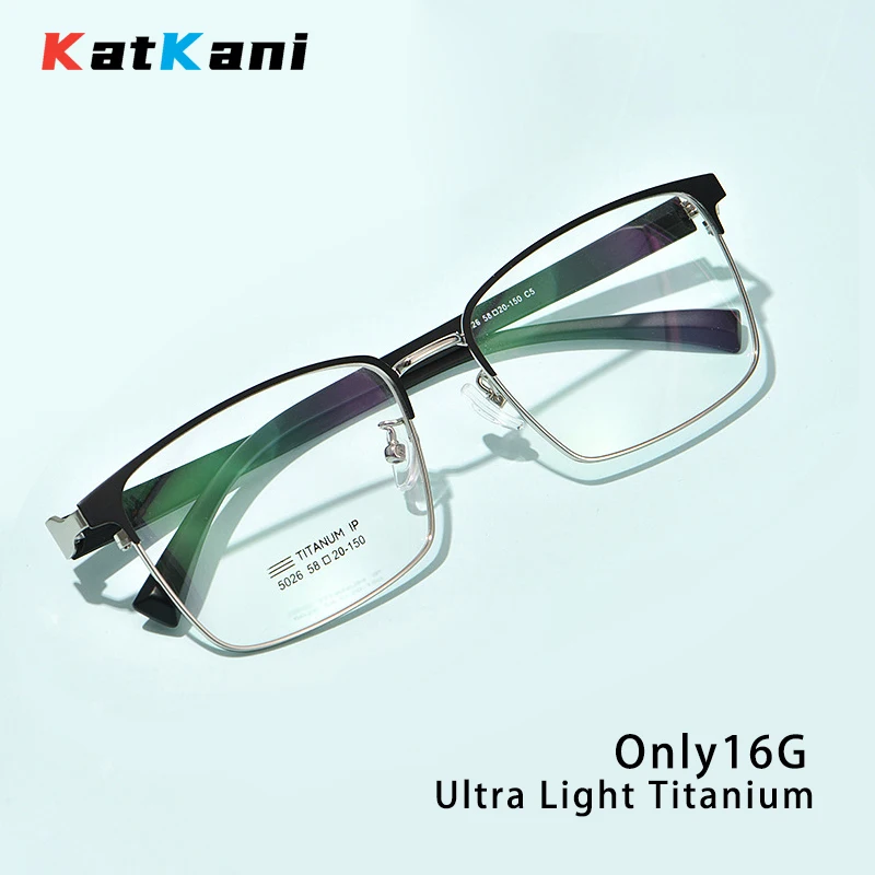 

KatKani Retro Fashion Ultra Light Alloy Square Business Eyewear Optical Prescription Glasses Frame Man Eyeglasses 5026TX