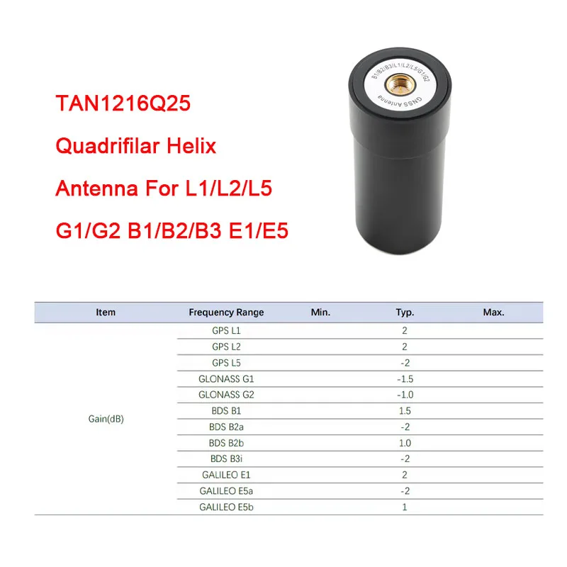 GNSS RTK Vollband B1 B2 B3 L1 L2 L5 B3i G1 G2 E1 E5 E6 Quadrifilar-Helix-Antenne für GPS Glonass BDS Hochpräzise Positionierung