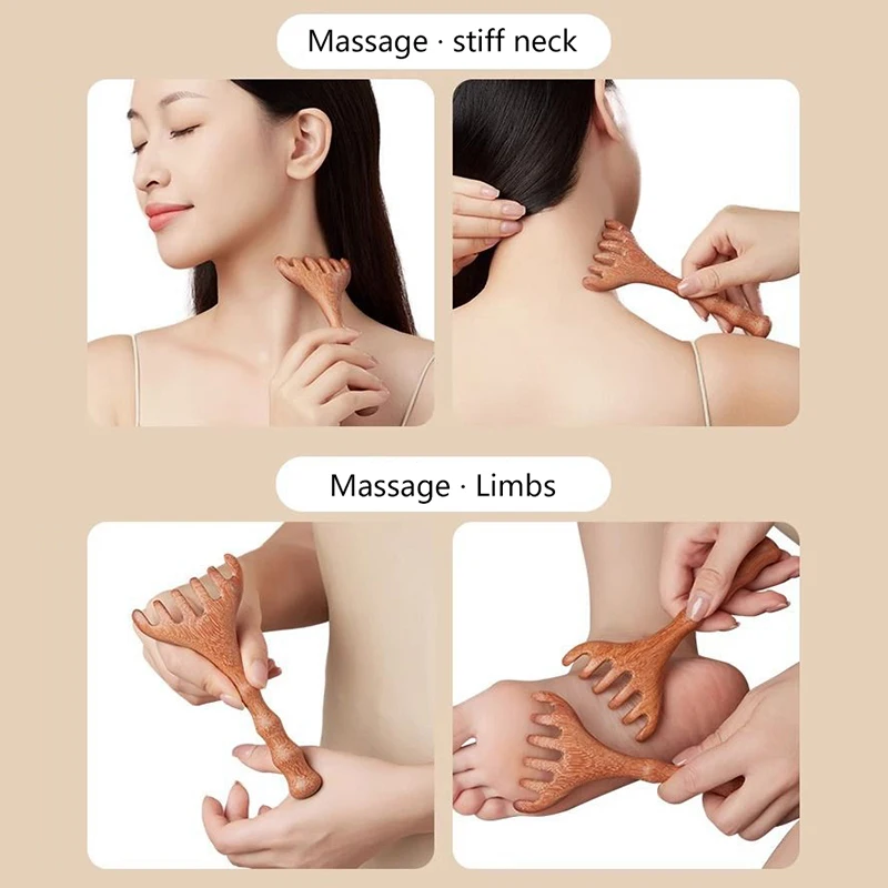 الغزلان قرن الوعل مشط رئيس ميريديان تدليك مشط مكافحة ساكنة خشبية واسعة الأسنان غوا شا أداة خدش سبا تعزيز الدورة الدموية #5
