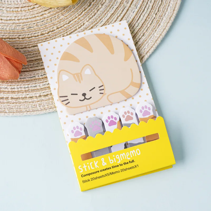 1 Set Haftnotizen mit niedlichem Katzenmotiv, Cartoon-Tier, Post-it-Notiz, Schule, Bürobedarf, Festival, Partygeschenke, Geburtstagsgeschenk