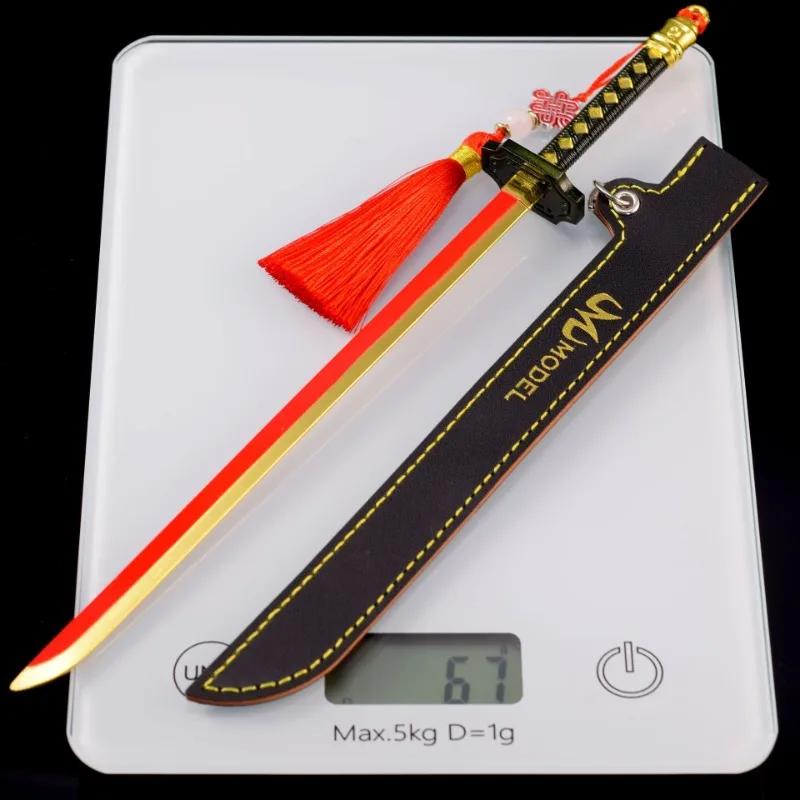 26cm/10.24in Dungeon Game Peripheral Weapon Model Flowing Star Meteorite Toy Knife Leather Cover Metal Handicrafts Gifts Desktop