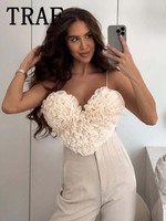 Fashion Heart Sling Cropped Tops For Women 2024 New Summer Sleeveless Tank Top Female Sexy Street Ladies Suspender Top