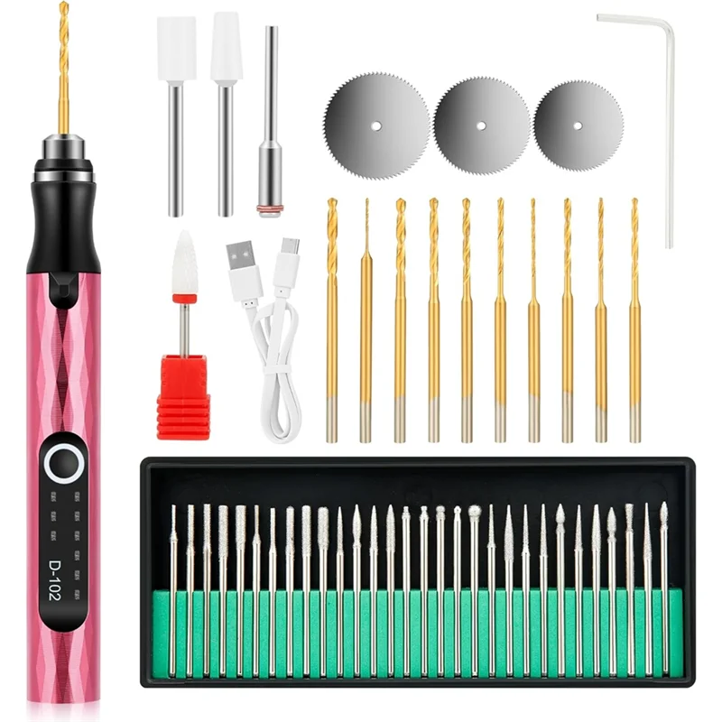 Bolígrafo de grabado eléctrico con carga USB-C, configuraciones de 3 velocidades, protección contra sobrecarga, para madera, metal, vidrio, para principiantes A