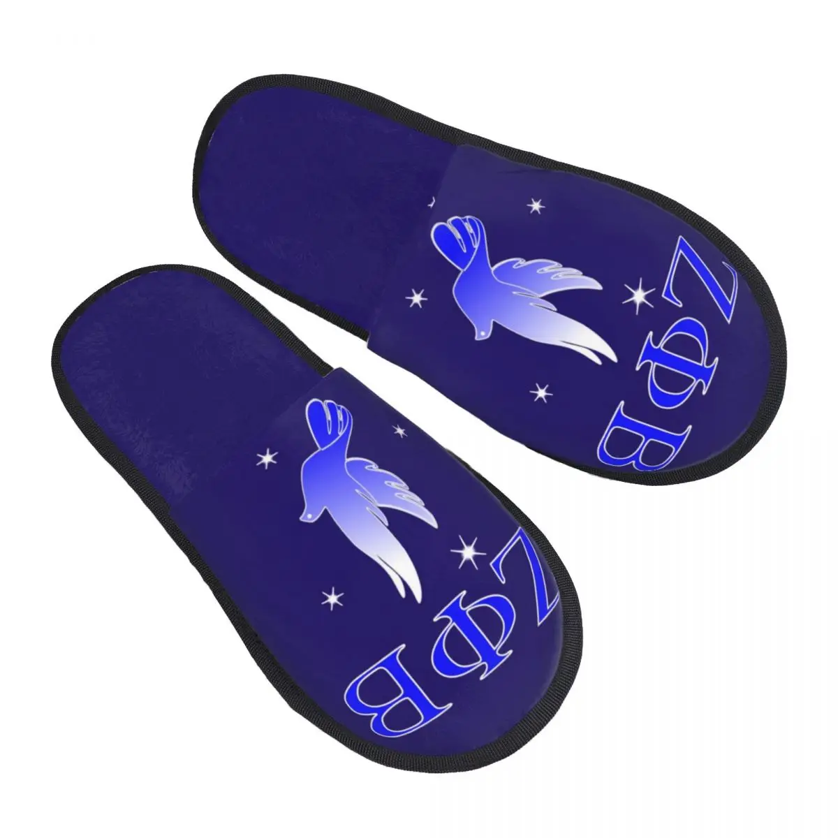 Zeta Phi Beta And 5 Stars House Slippers Women Cozy Memory Foam Sorority ZOB Slip On Bedroom Slipper Shoes