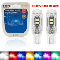 2/4x T10 Strobe W5W LED Bulbs 194 Steady/Flashing Interior Reading Dome Map Lights Signal Parking Lamp Indicator Clearance Lamp