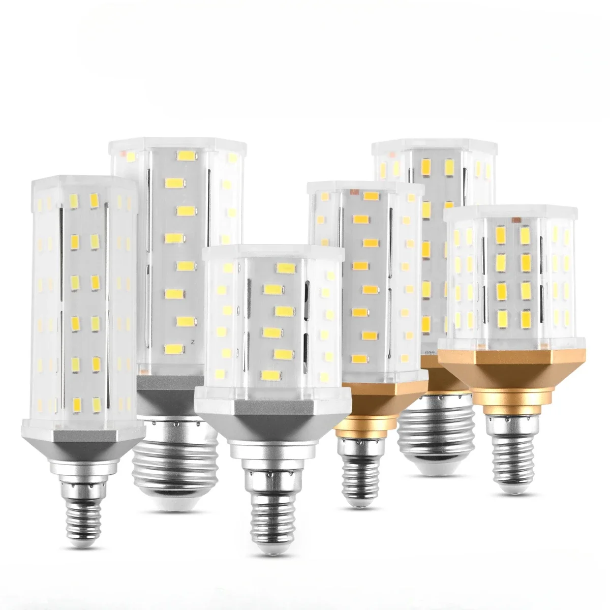 E14 E27 Hexagonal Bulb 10W 15W 20W 110-240V Warm Light Electrical Chandelier Decoration SMD 5730 Chip Lighting Energy Saving