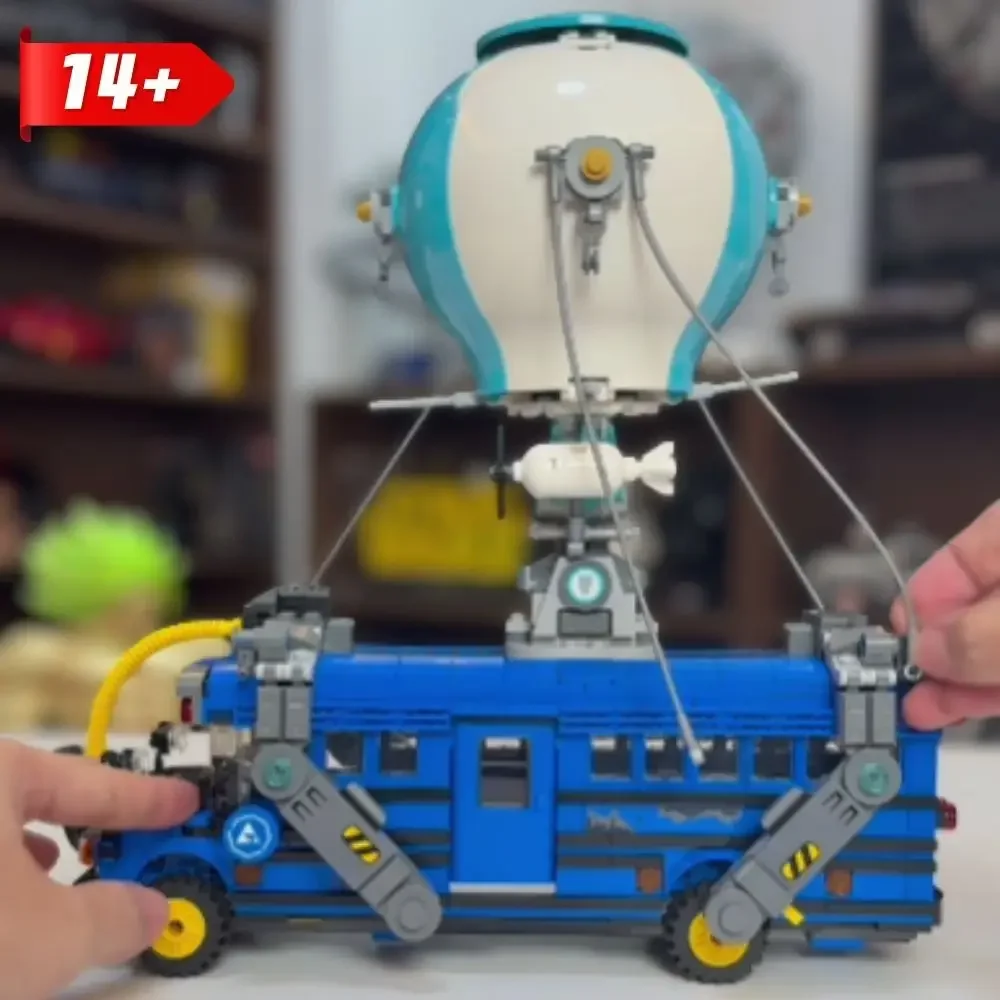 Hot Air Balloon Battle Vehicle Detailed Blue Bus Model Building Bricks Set 954Pcs DIY Christmas Assembly Toy For Adult