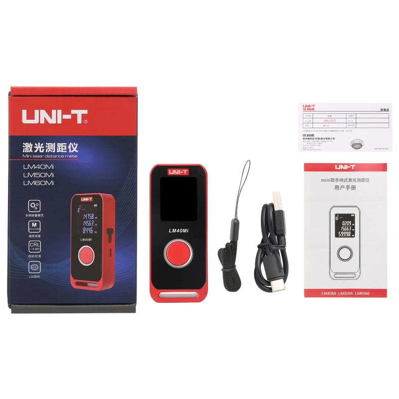 UNI-T LM40Mi/LM60Mi Мини-перезаряжаемые лазерные дальномеры; Цифровая электронная линейка 40 м/60 м