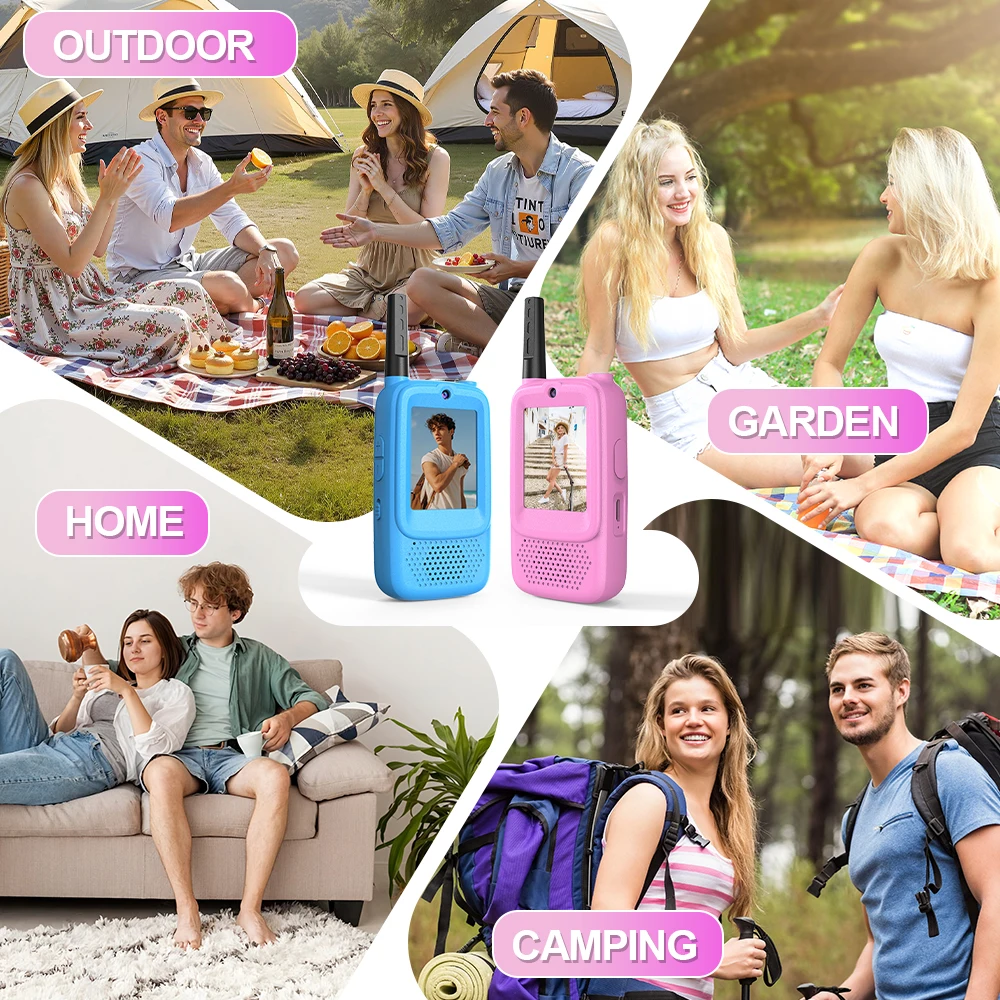 어린이용 비디오 무전기 원클릭 통화 충전식 유아용 장난감 실내, 캠핑, 여행 생일 선물 귀여운 인터콤