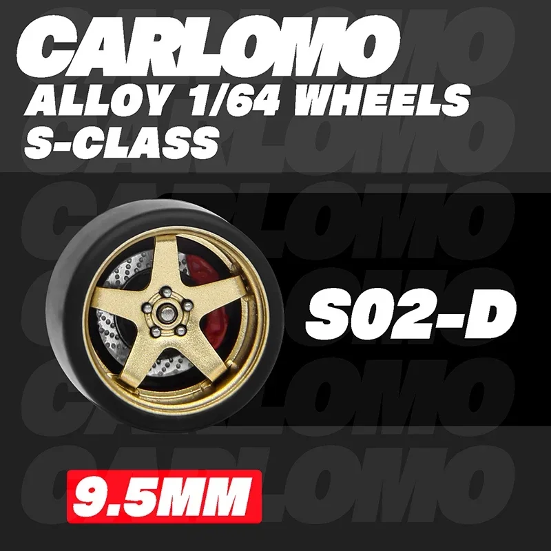 1/64 Hot Wheels Carlomo S-Class Detail-up Sets Wheels With Rubber Tires Brake Disc Assembly Rims for Model Car Tomica 4pcs Set