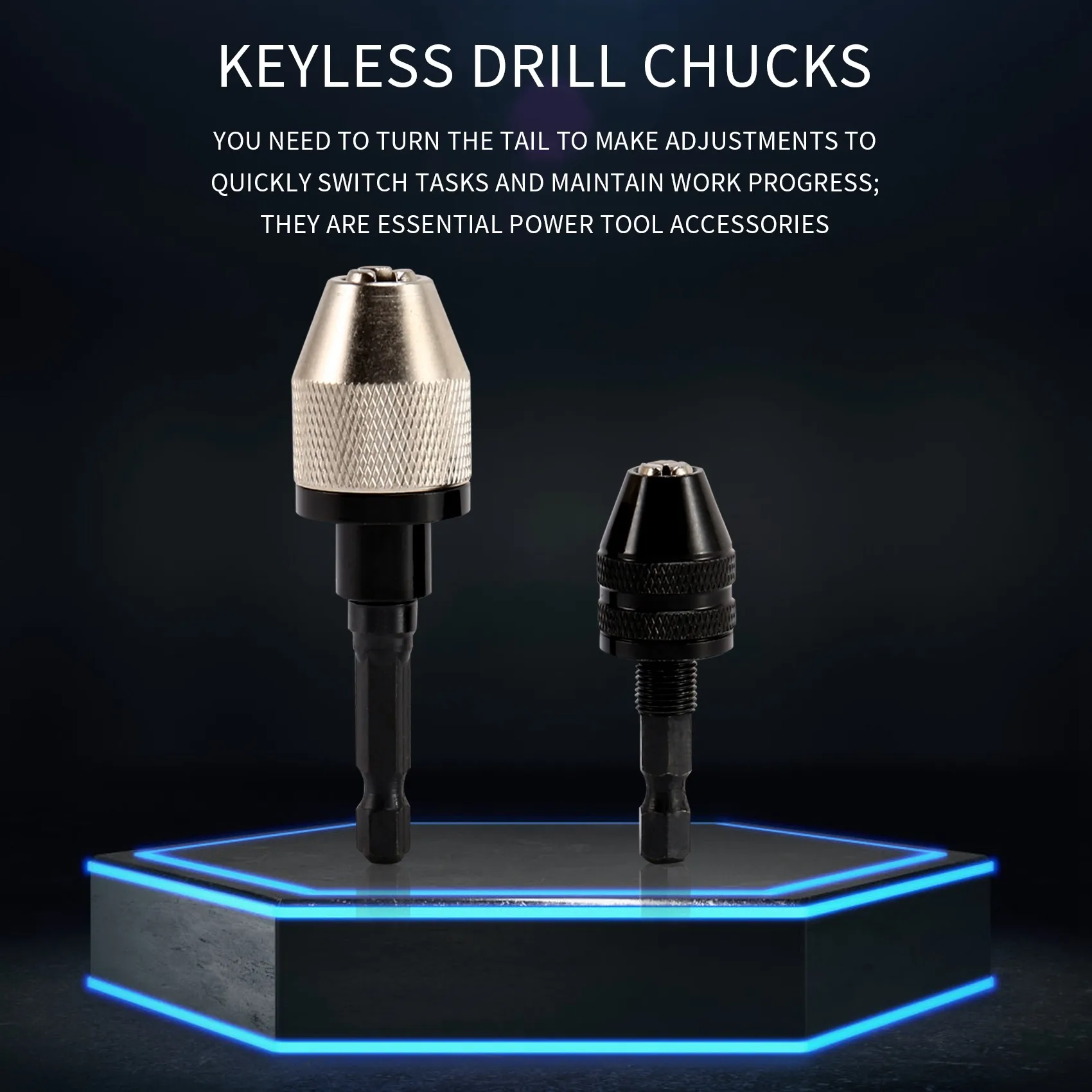 

L39A-2 шт. Бесключевой сверлильный патрон 1/4 дюйма с шестигранным хвостовиком Бесключевой сверлильный патрон Адаптер для быстрой смены 0,3-6,5 мм, 0,3-3,6 мм