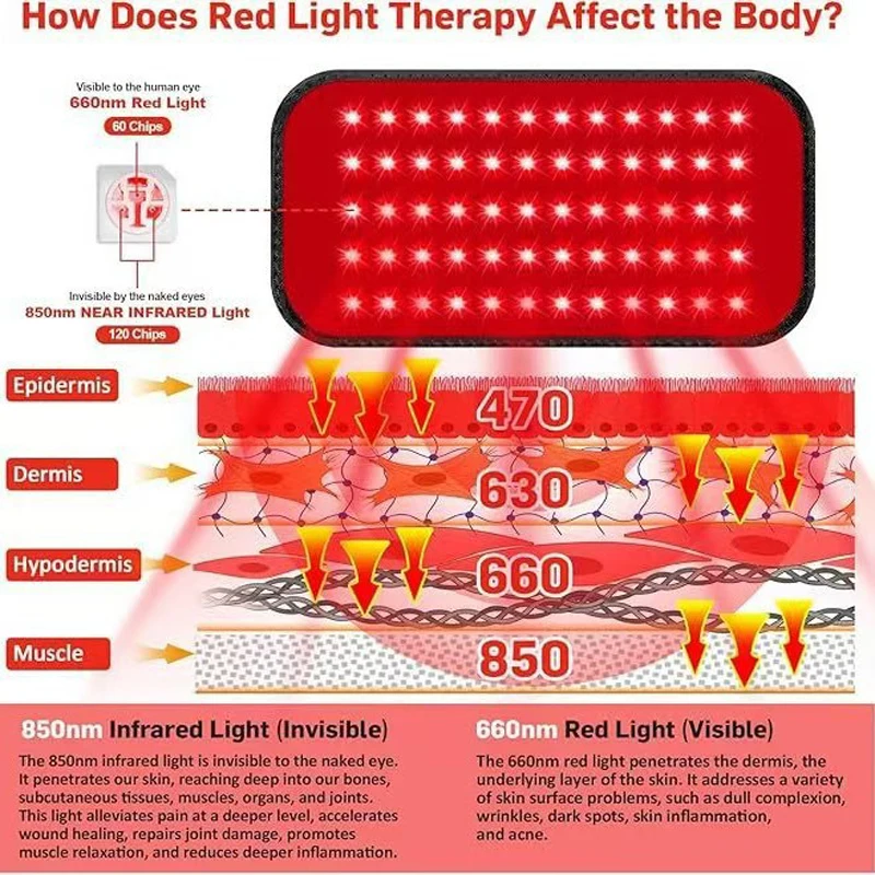 Rotlichttherapie-Gürtel, Infrarot-Behandlungspad mit LED-Leuchten mit Wellenlängen von 660nm und 850nm, Valentinstag-Geschenk – Detail 5